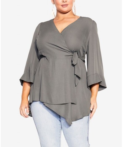 Trendy Plus Size Shibara Vibes Top Deep Sage $30.75 Tops