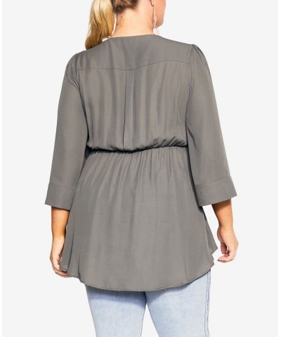 Trendy Plus Size Shibara Vibes Top Deep Sage $30.75 Tops