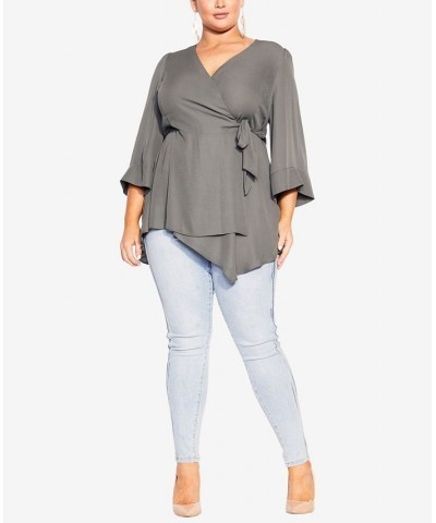 Trendy Plus Size Shibara Vibes Top Deep Sage $30.75 Tops