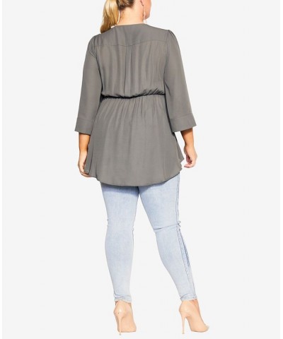 Trendy Plus Size Shibara Vibes Top Deep Sage $30.75 Tops