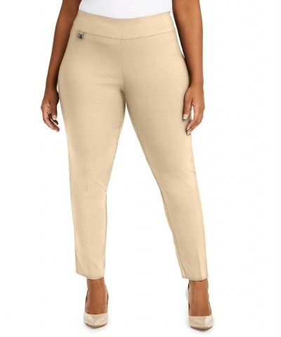 Plus Size Tummy-Control Pull-On Skinny Pants Cream Beige $22.49 Pants