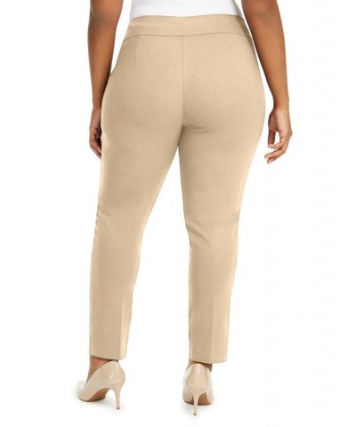 Plus Size Tummy-Control Pull-On Skinny Pants Cream Beige $22.49 Pants
