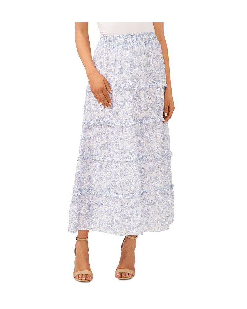 Women's Printed Tiered Pull-On Maxi Skirt Ultra White $53.46 Skirts