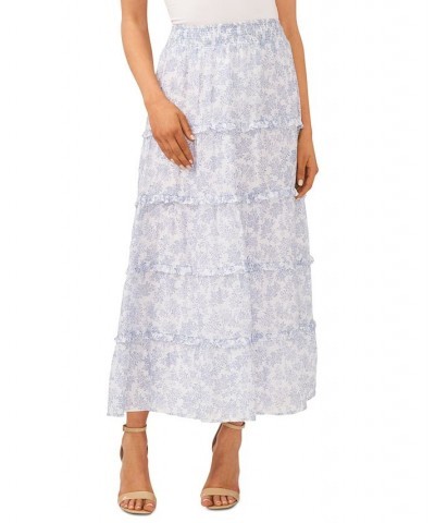 Women's Printed Tiered Pull-On Maxi Skirt Ultra White $53.46 Skirts