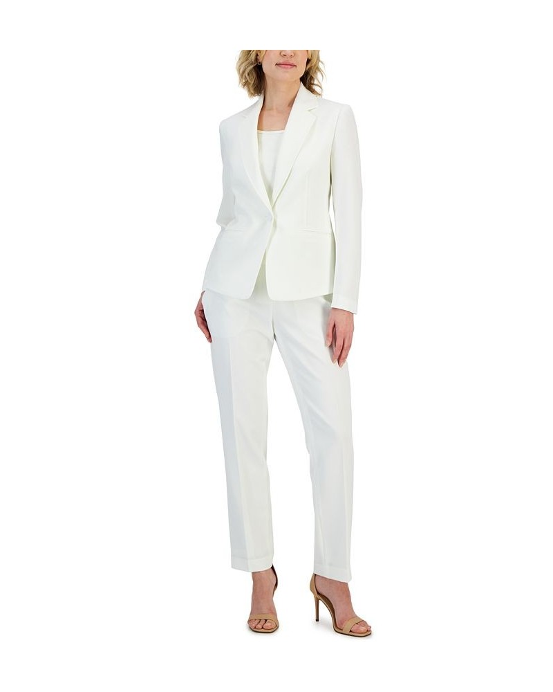 Women's Crepe One-Button Pantsuit Regular & Petite Sizes White $73.50 Suits