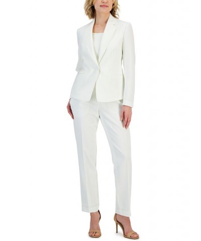 Women's Crepe One-Button Pantsuit Regular & Petite Sizes White $73.50 Suits