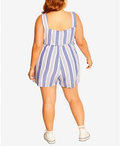 Trendy Plus Size Youth Stripe Romper Blue Stripe $44.20 Shorts