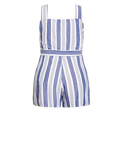 Trendy Plus Size Youth Stripe Romper Blue Stripe $44.20 Shorts