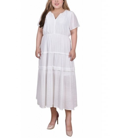 Plus Size Ankle Length Short Sleeve Dress White $28.00 Dresses