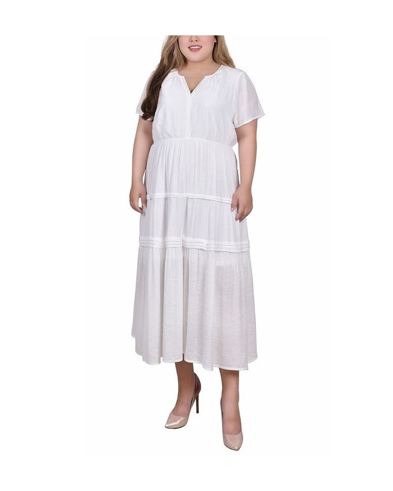 Plus Size Ankle Length Short Sleeve Dress White $28.00 Dresses