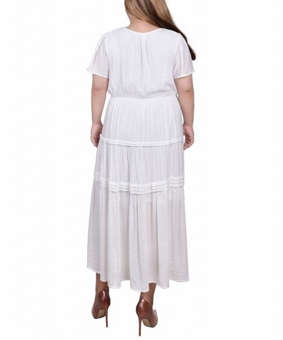 Plus Size Ankle Length Short Sleeve Dress White $28.00 Dresses