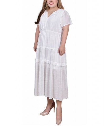 Plus Size Ankle Length Short Sleeve Dress White $28.00 Dresses