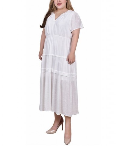 Plus Size Ankle Length Short Sleeve Dress White $28.00 Dresses