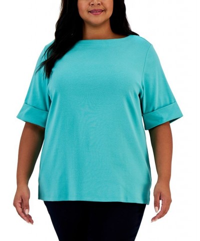 Plus Size Cotton Elbow-Sleeve Top Mint Condition $14.76 Tops