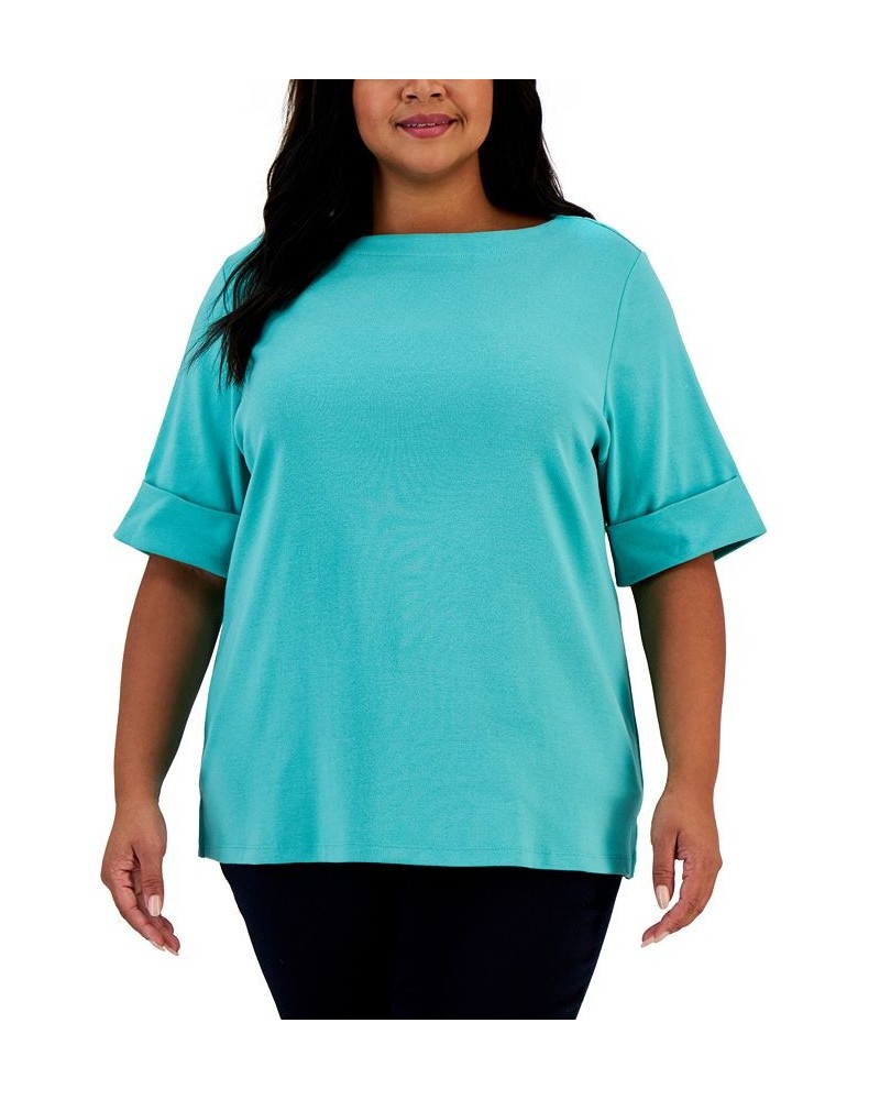 Plus Size Cotton Elbow-Sleeve Top Mint Condition $14.76 Tops