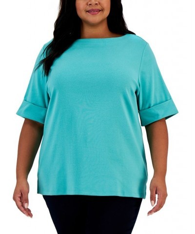 Plus Size Cotton Elbow-Sleeve Top Mint Condition $14.76 Tops