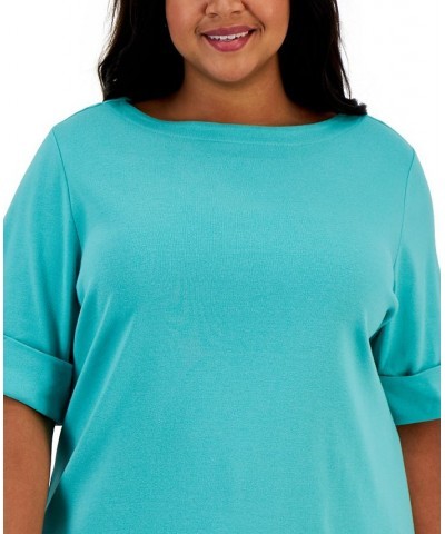 Plus Size Cotton Elbow-Sleeve Top Mint Condition $14.76 Tops