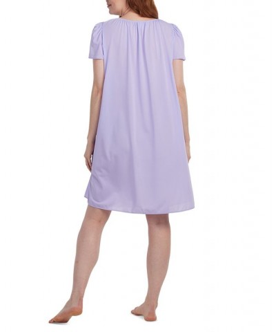 Women's Short-Sleeve Embroidered Nightgown Purple $15.17 Sleepwear