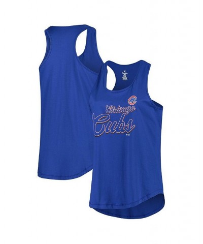 Women's Royal Chicago Cubs Plus Size Scoop Neck Racerback Tank Top Royal $18.48 Tops