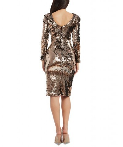 Women's Sequined Bodycon Dress Gold $117.82 Dresses