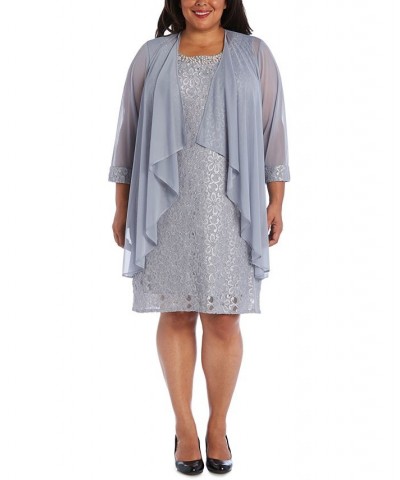 Plus Size Lace Dress & Jacket Gray $62.55 Dresses