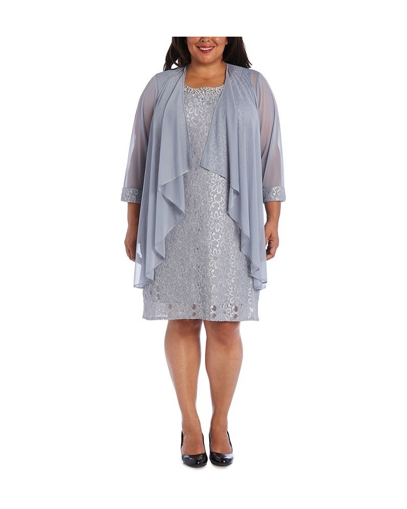 Plus Size Lace Dress & Jacket Gray $62.55 Dresses