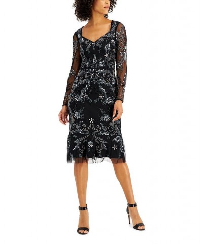 Embellished Long-Sleeve Dress Black Multi $46.19 Dresses