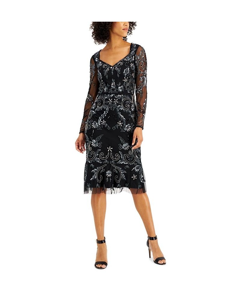 Embellished Long-Sleeve Dress Black Multi $46.19 Dresses
