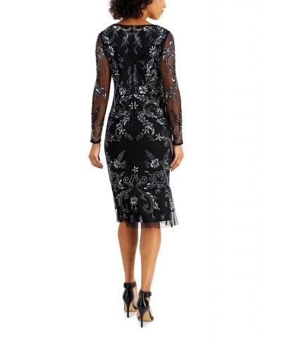 Embellished Long-Sleeve Dress Black Multi $46.19 Dresses