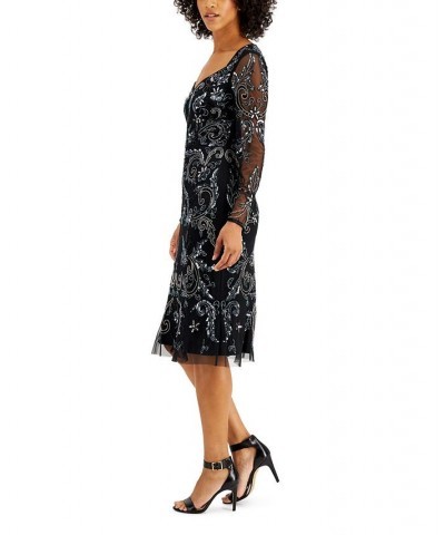 Embellished Long-Sleeve Dress Black Multi $46.19 Dresses