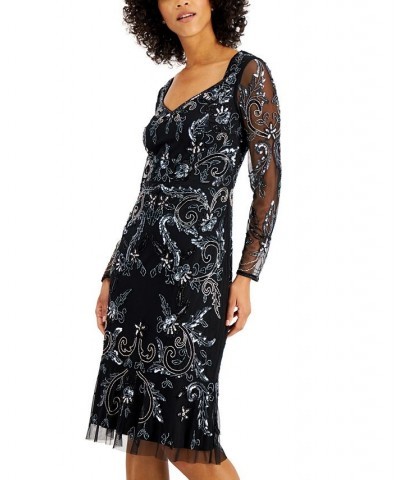 Embellished Long-Sleeve Dress Black Multi $46.19 Dresses