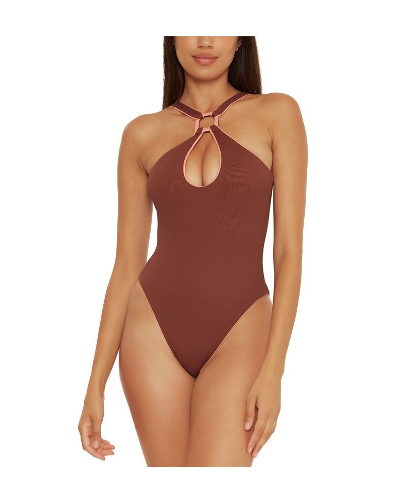 Women's Modern Edge High-Neck One-Piece Swimsuit Coconut $65.12 Swimsuits