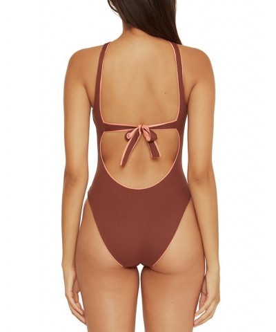 Women's Modern Edge High-Neck One-Piece Swimsuit Coconut $65.12 Swimsuits