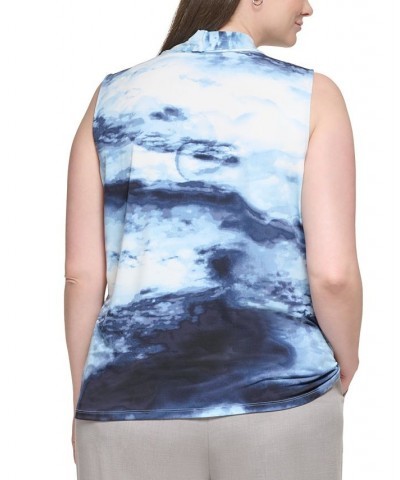 Plus Size Cloud-Print V-Neck Sleeveless Top Oceana Multi $15.99 Tops