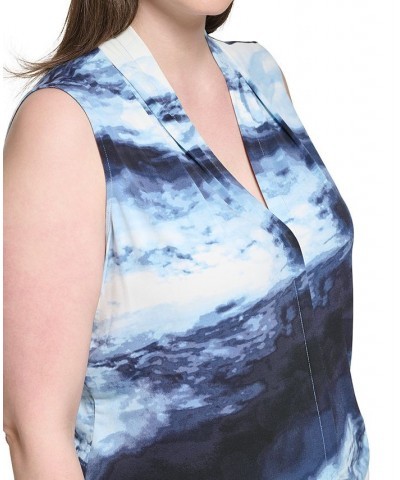 Plus Size Cloud-Print V-Neck Sleeveless Top Oceana Multi $15.99 Tops