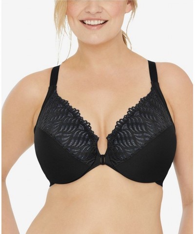 Women's Plus Size Wonder Wire Front Close T-Back Bra Black $27.56 Bras