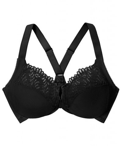 Women's Plus Size Wonder Wire Front Close T-Back Bra Black $27.56 Bras