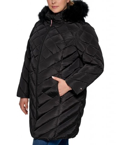 Plus Size Faux-Fur-Trim Hooded Puffer Coat Black $74.10 Coats