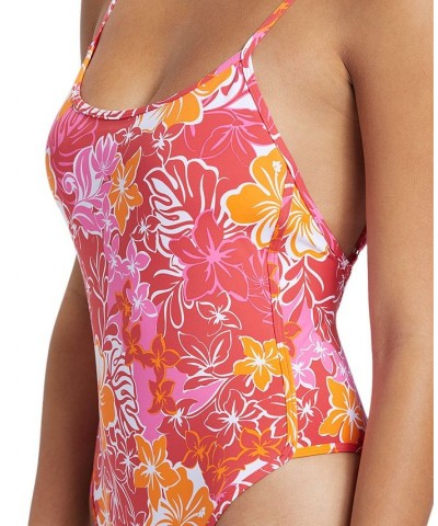 Juniors' Sea Spray Printed One-Piece Swimsuit Hilo Hibiscus $50.40 Swimsuits