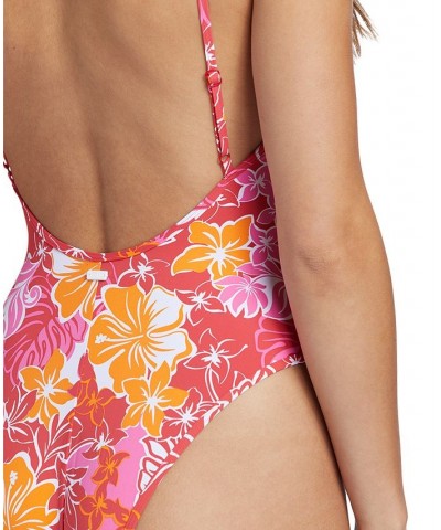 Juniors' Sea Spray Printed One-Piece Swimsuit Hilo Hibiscus $50.40 Swimsuits