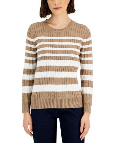 Women's Crewneck Tarrant Striped Sweater Brown $11.24 Sweaters