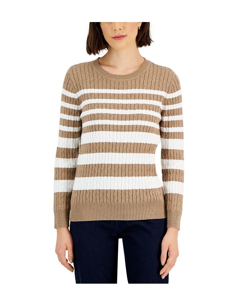 Women's Crewneck Tarrant Striped Sweater Brown $11.24 Sweaters