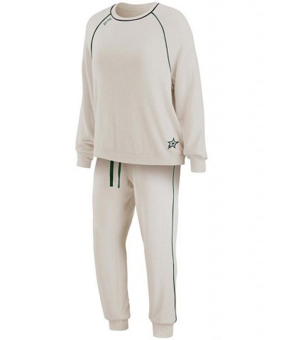 Women's Oatmeal Dallas Stars Raglan Pullover Sweatshirt Pants Lounge Set Oatmeal $48.40 Pajama