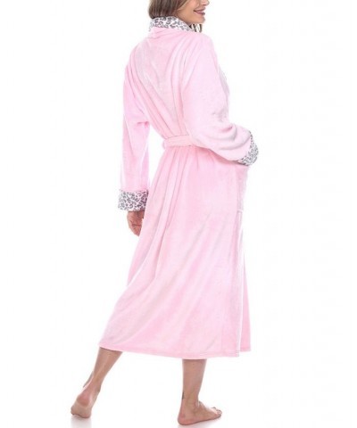 Women's Long Cozy Loungewear Belted Robe Pink Leopard $24.19 Sleepwear