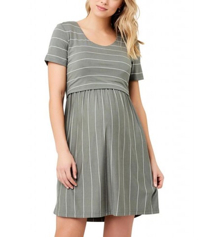 Crop Top Stripe Nursing Dress Olive / white $48.45 Dresses