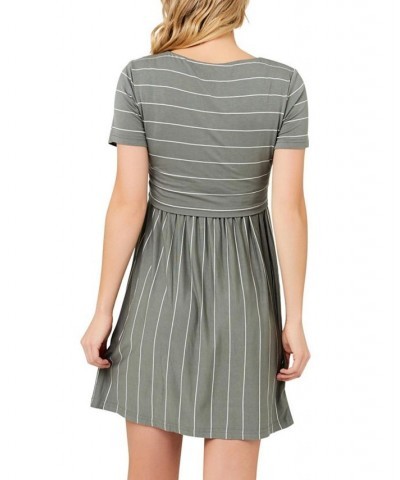 Crop Top Stripe Nursing Dress Olive / white $48.45 Dresses