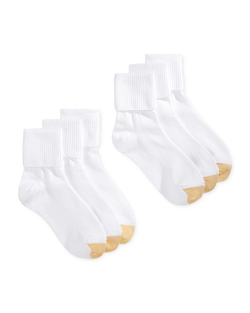 Women's 6-Pack Casual Turn Cuff Socks Also Available In Extended Sizes White $17.70 Socks