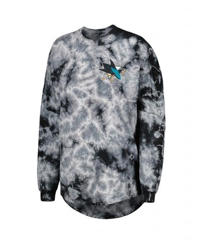 Women's Branded Black San Jose Sharks Crystal-Dye Long Sleeve T-shirt Black $29.24 Tops