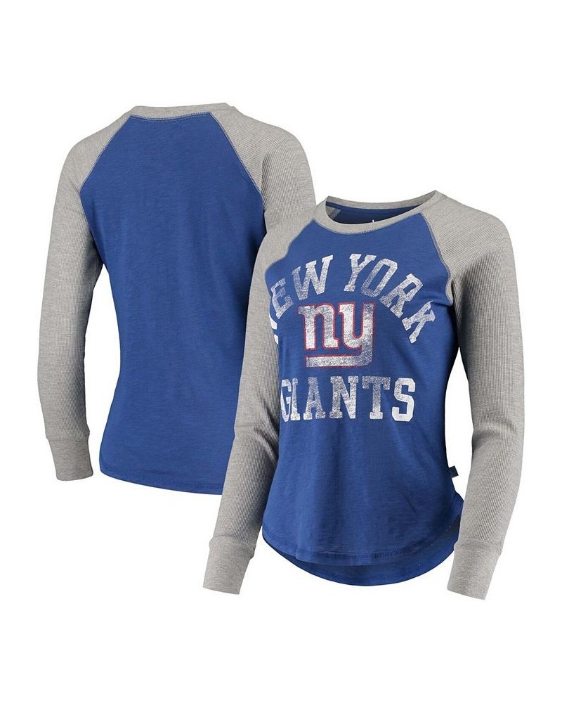 Women's By Alyssa Milano Royal Gray New York Giants Waffle Raglan Long Sleeve T-shirt Blue $22.88 Tops