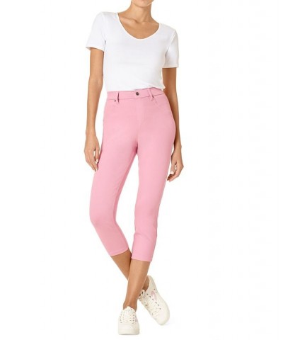 Women's High-Rise Ultra-Soft Denim Capri Leggings Pink $21.09 Pants